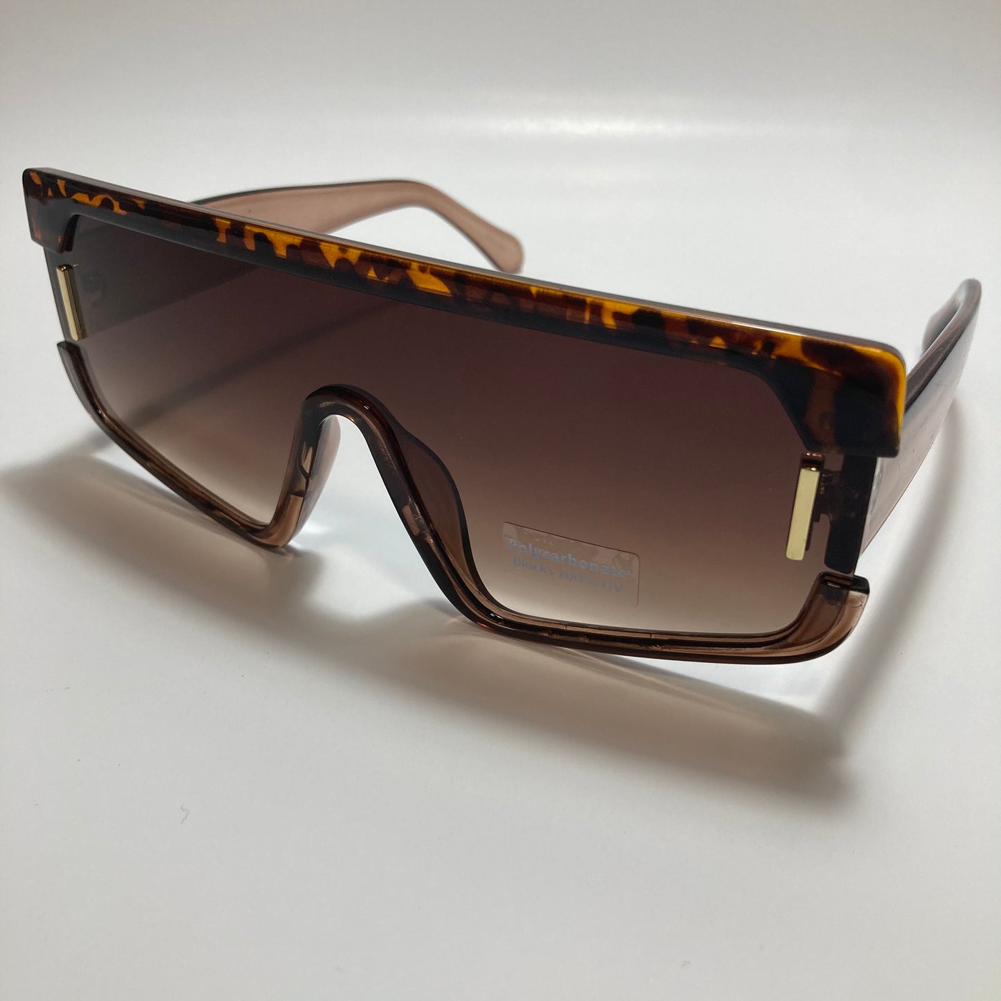 mens and womens brown futuristic square sunglasses