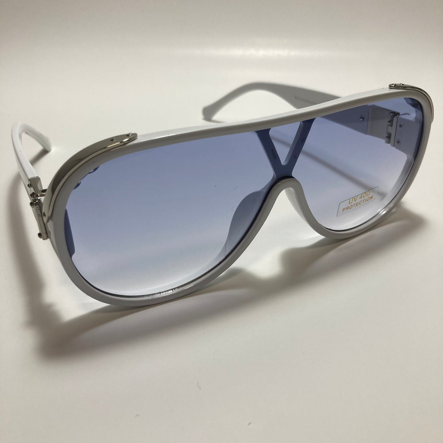 mens and womens white and blue aviator sunglasses
