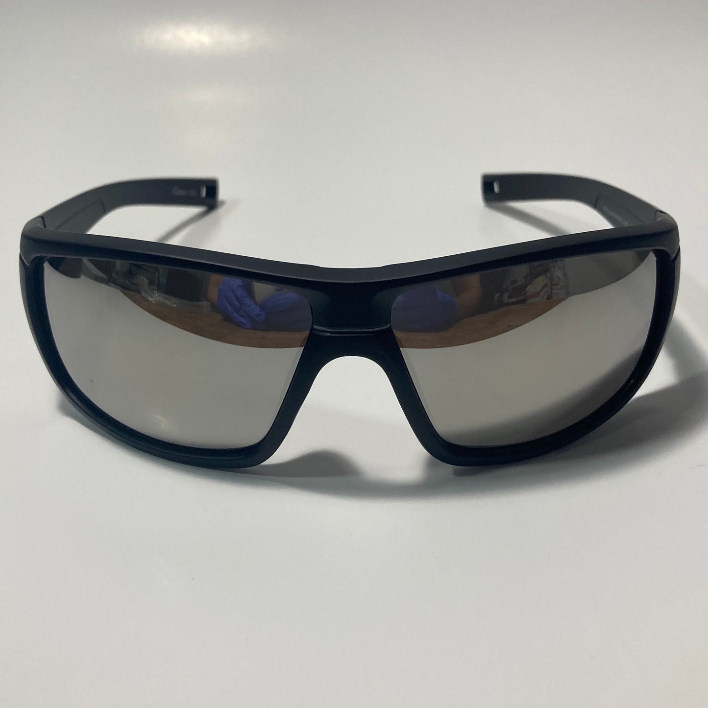 mens black and silver wrap around sunglasses