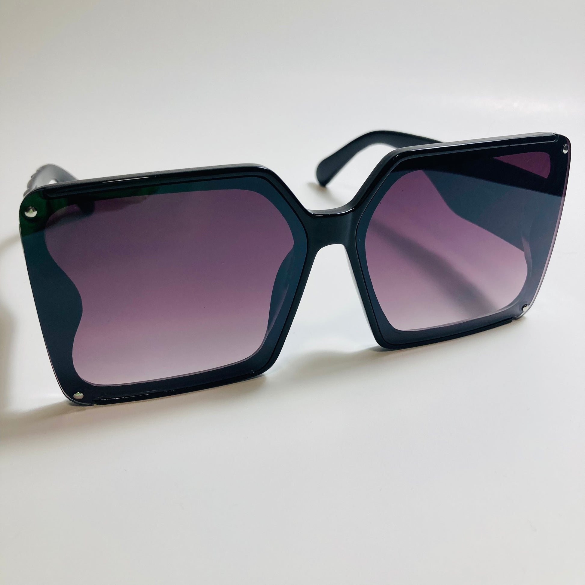 womens black and gray square oversize sunglasses