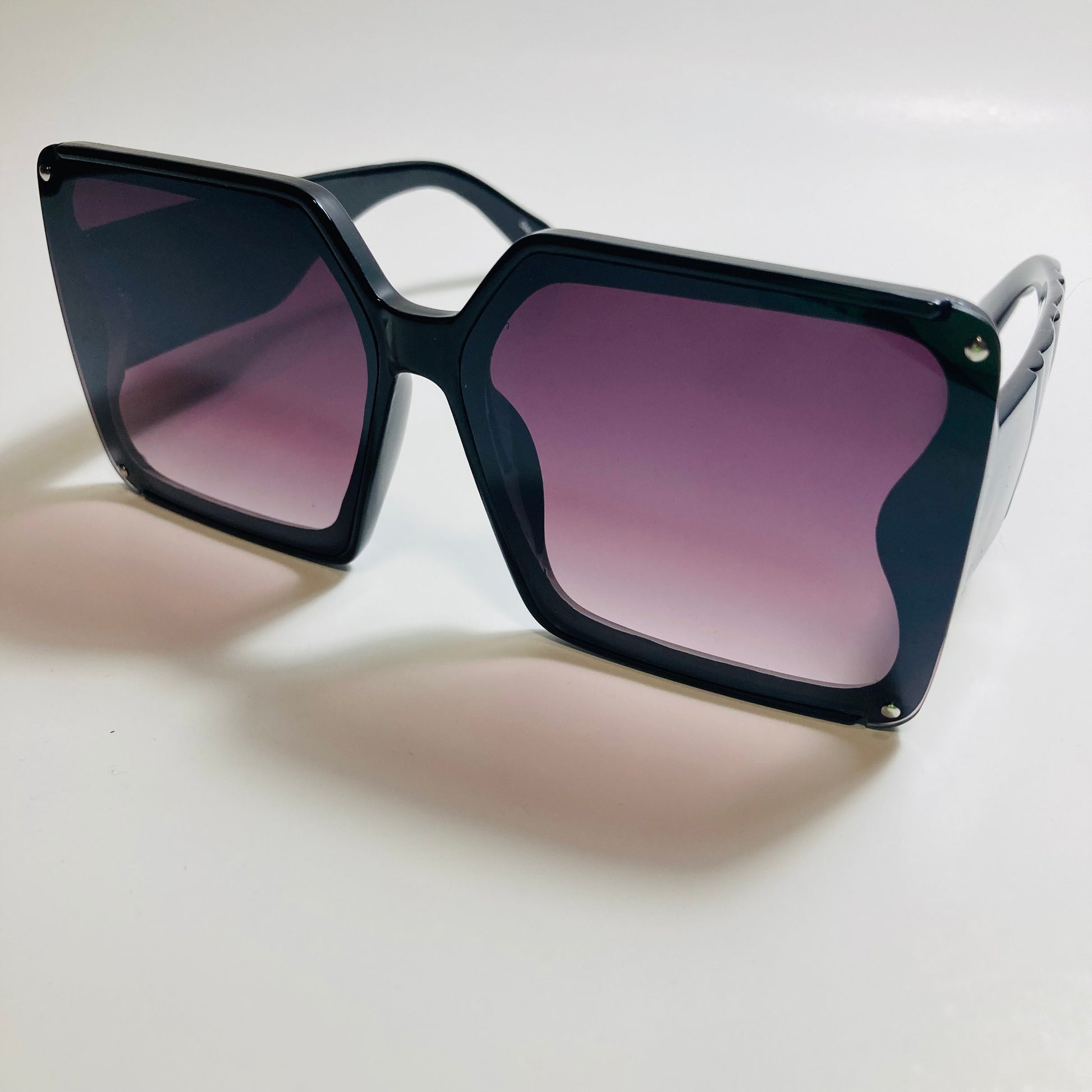 womens black and gray square oversize sunglasses