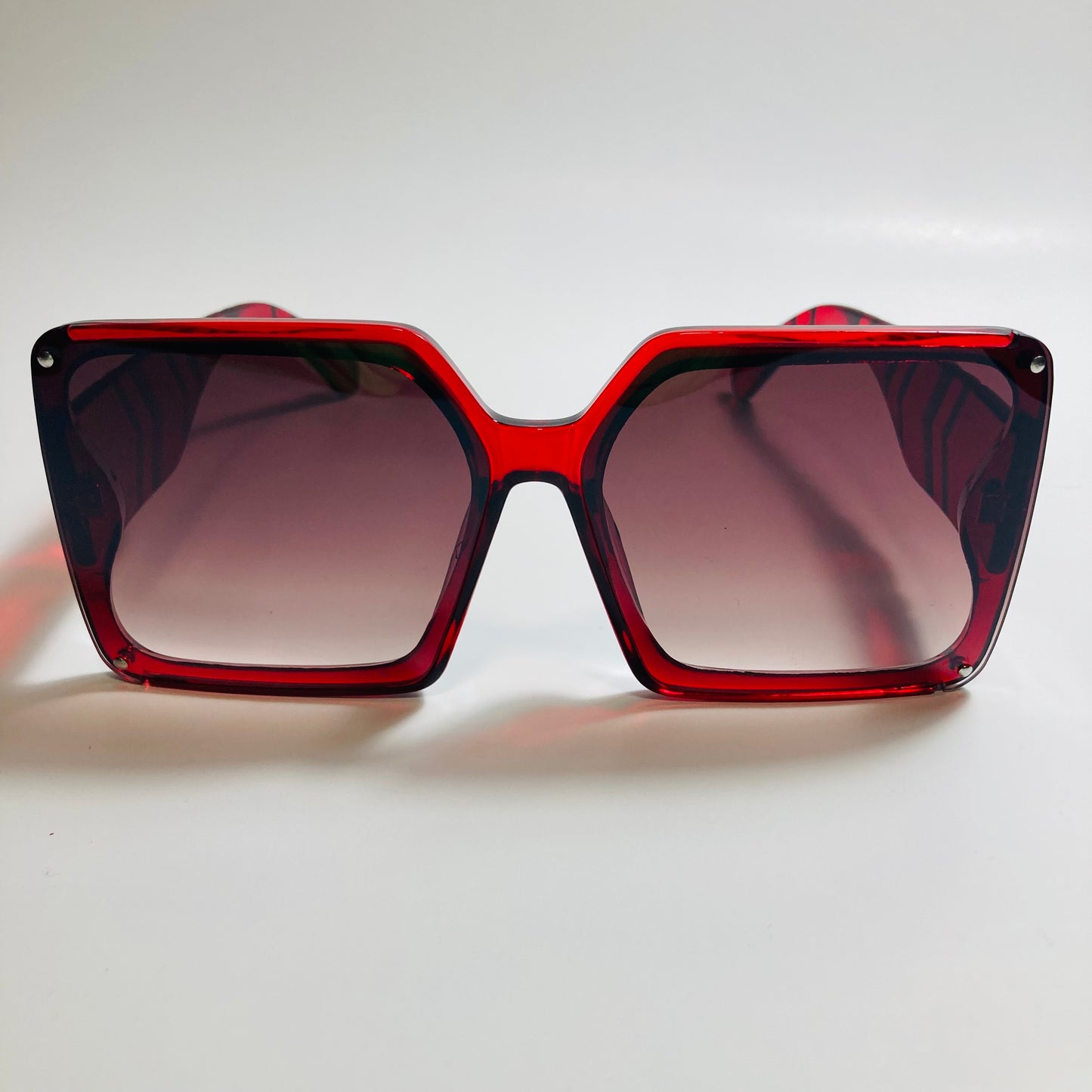 womens red and gray square oversize sunglasses