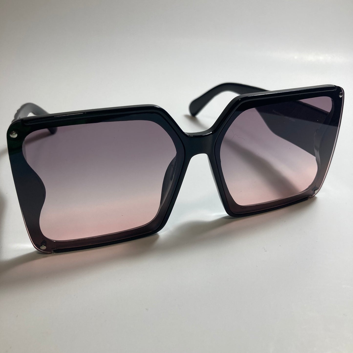 womens black and pink square oversize sunglasses