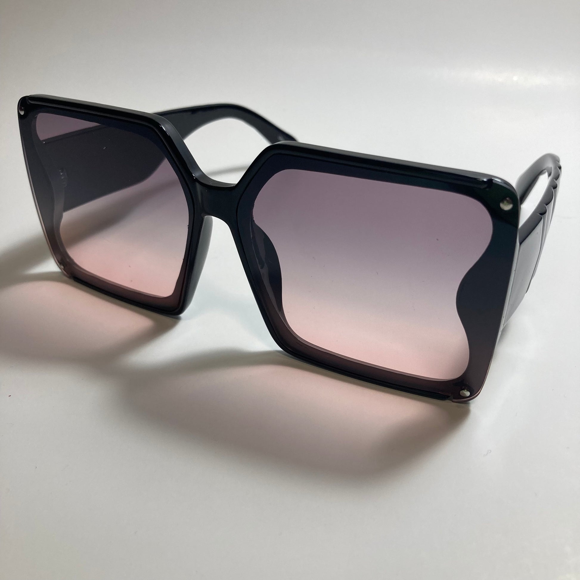 womens black and pink square oversize sunglasses