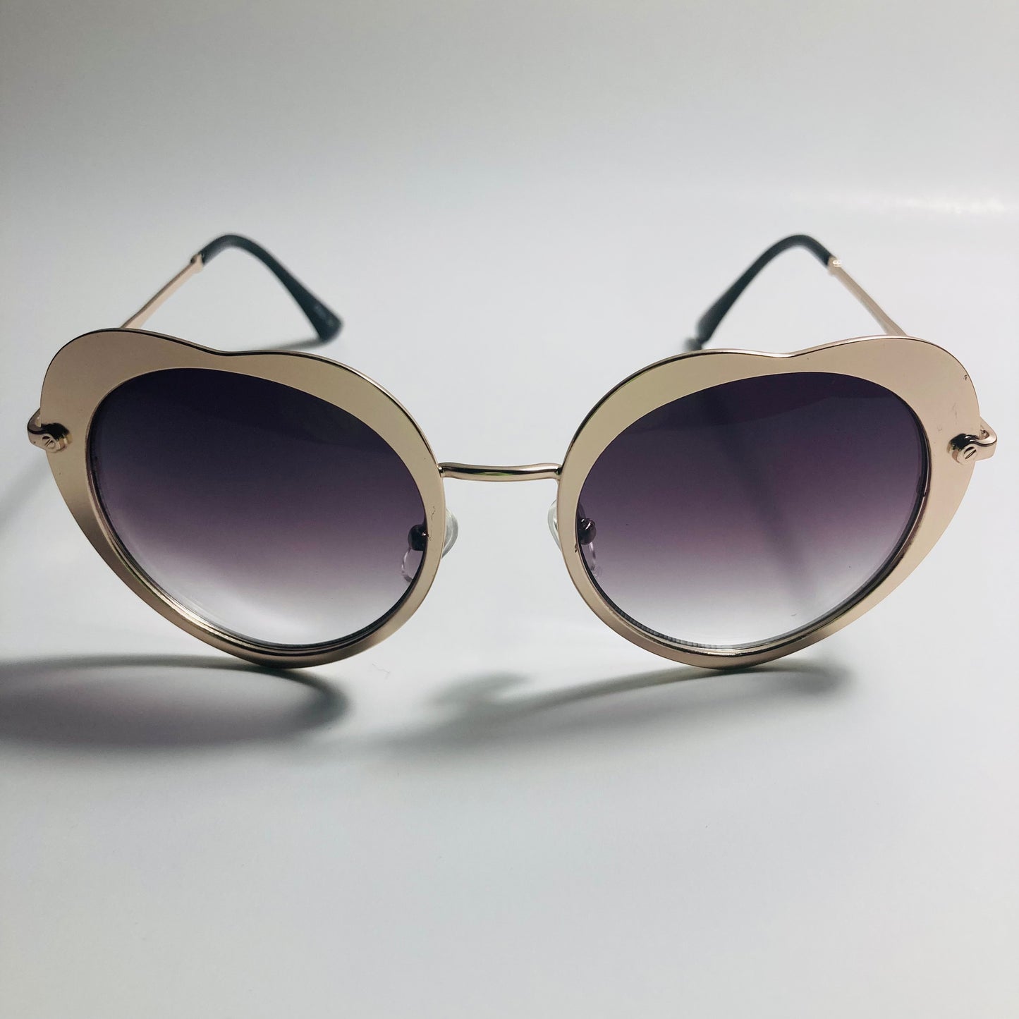 womens black and gold heart shape sunglasses
