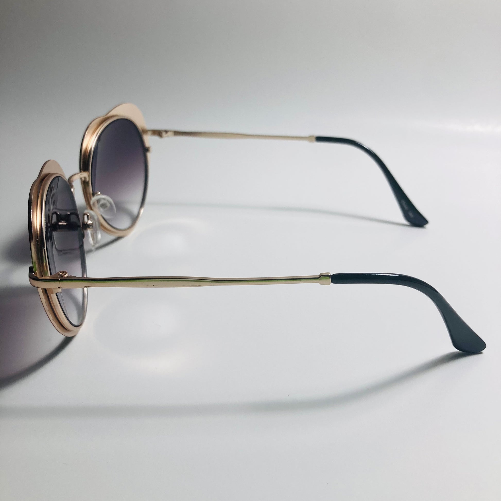 womens black and gold heart shape sunglasses