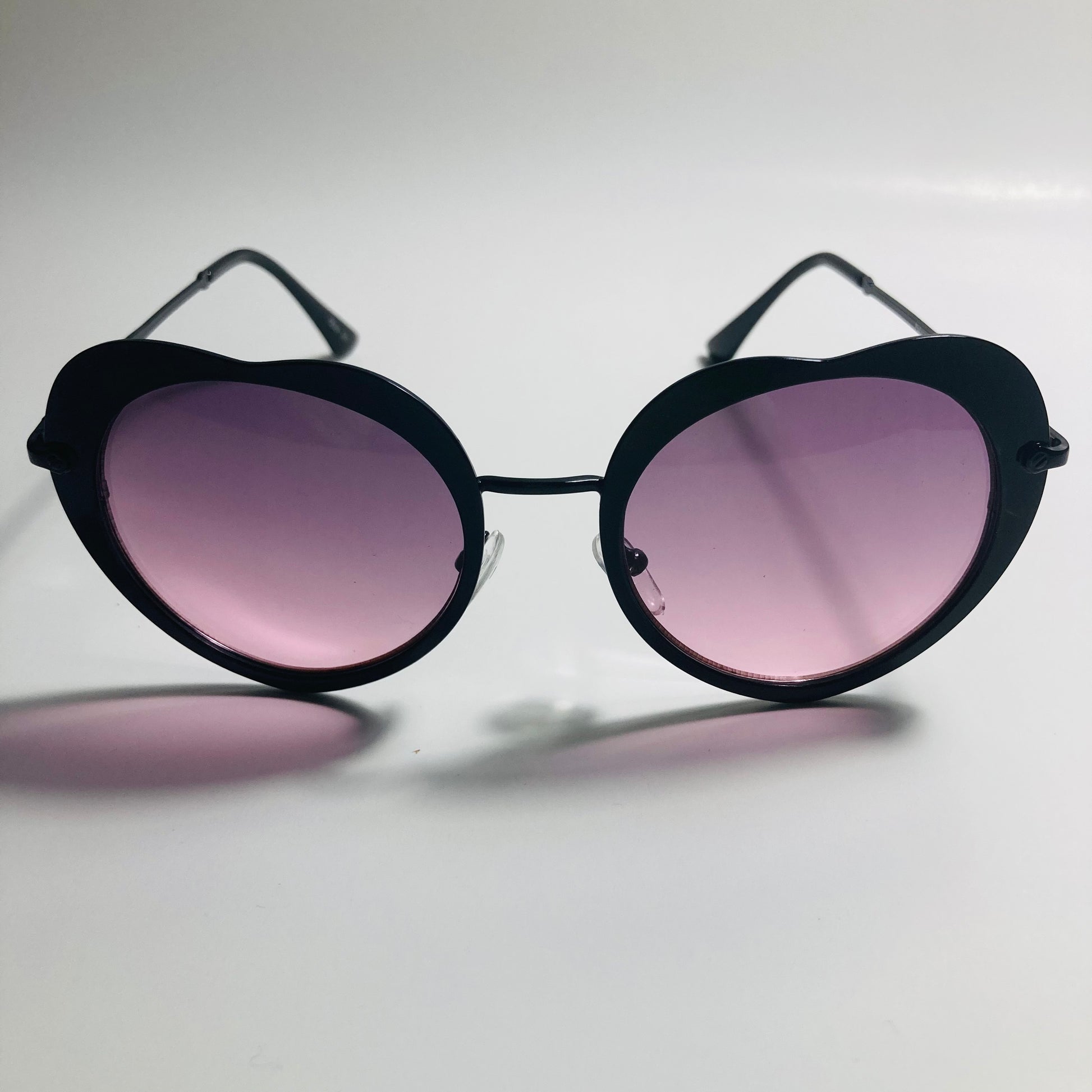 womens black and pink heart shape sunglasses