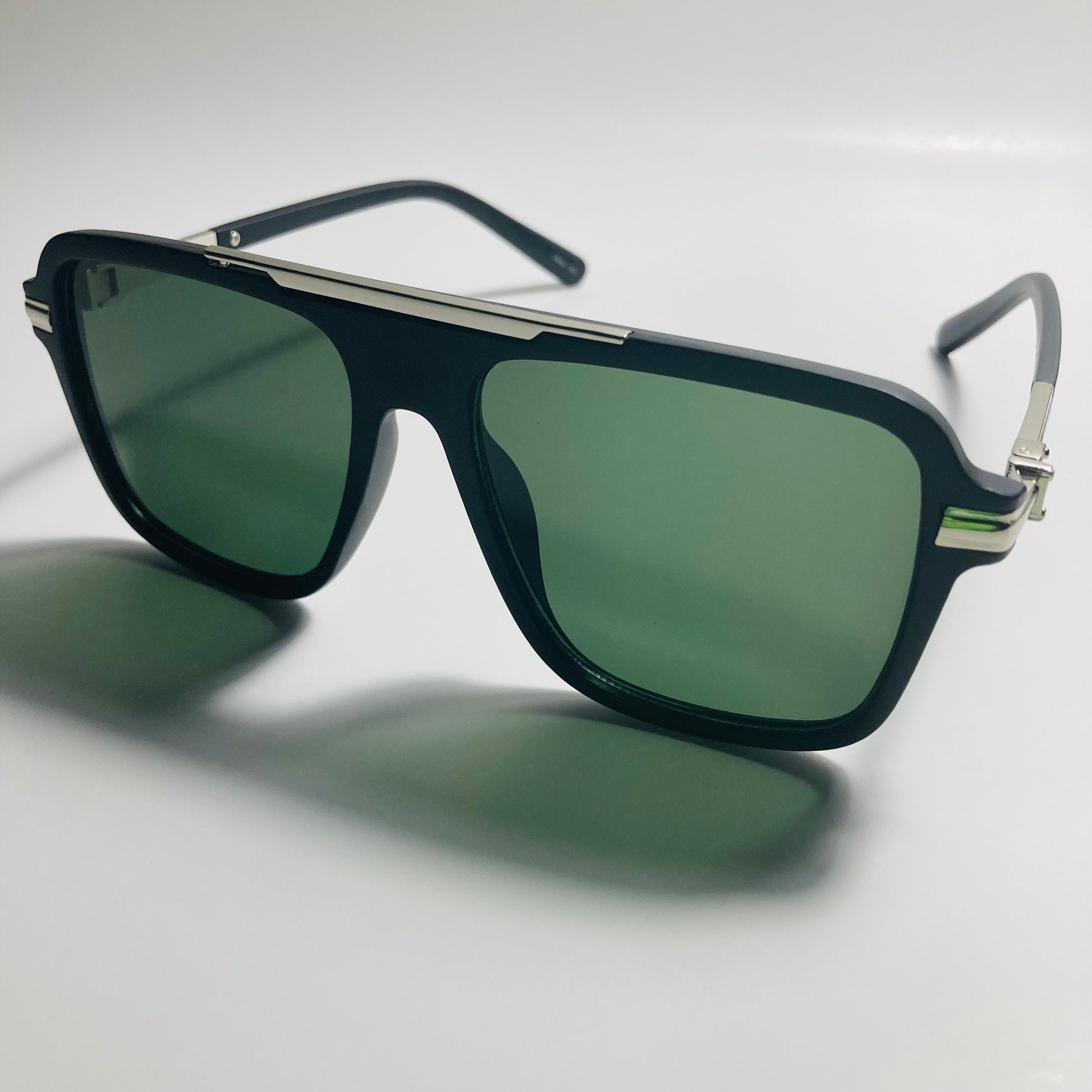 mens and womens black and green aviator sunglasses