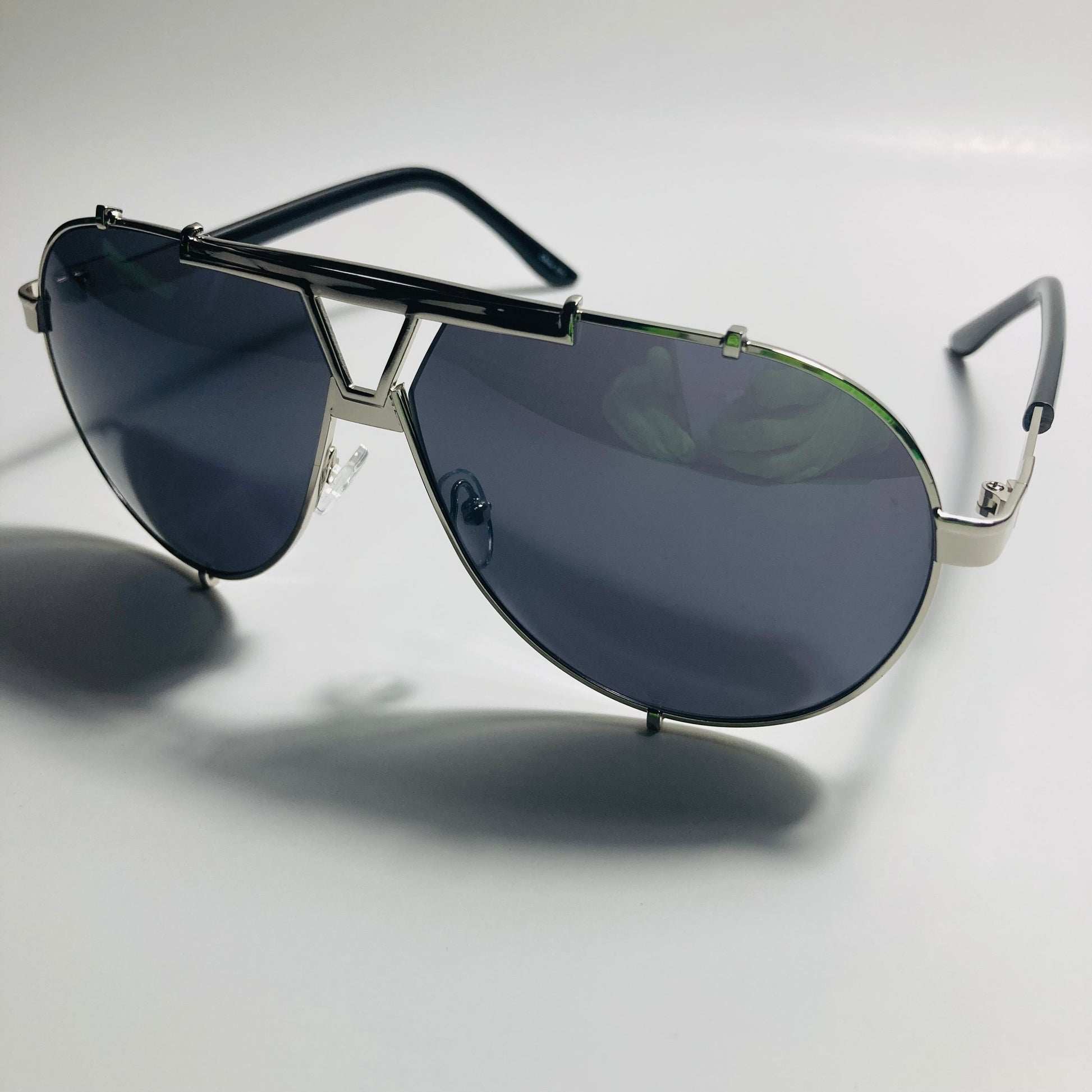 mens and womens black and silver aviator sunglasses