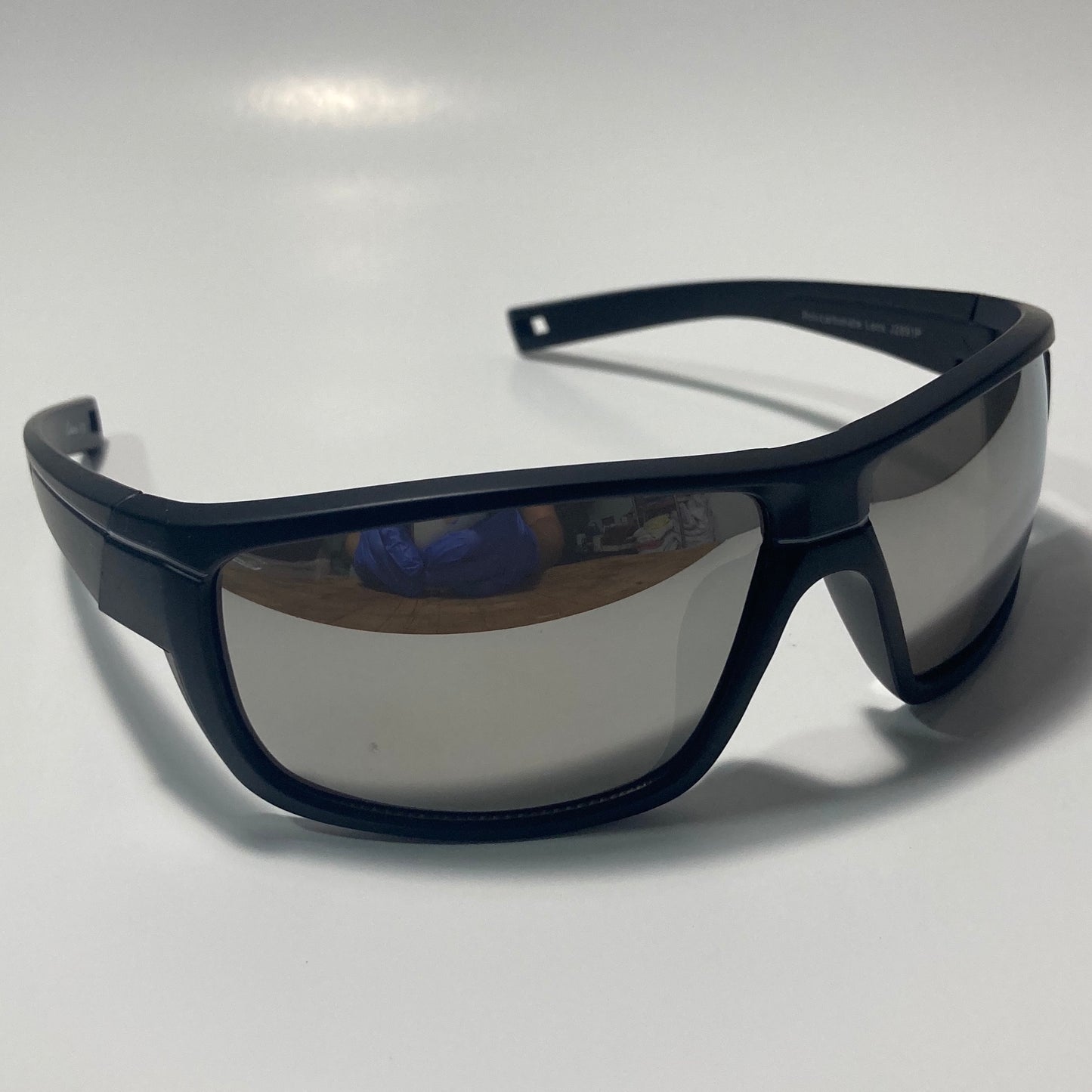 mens black and silver wrap around sunglasses