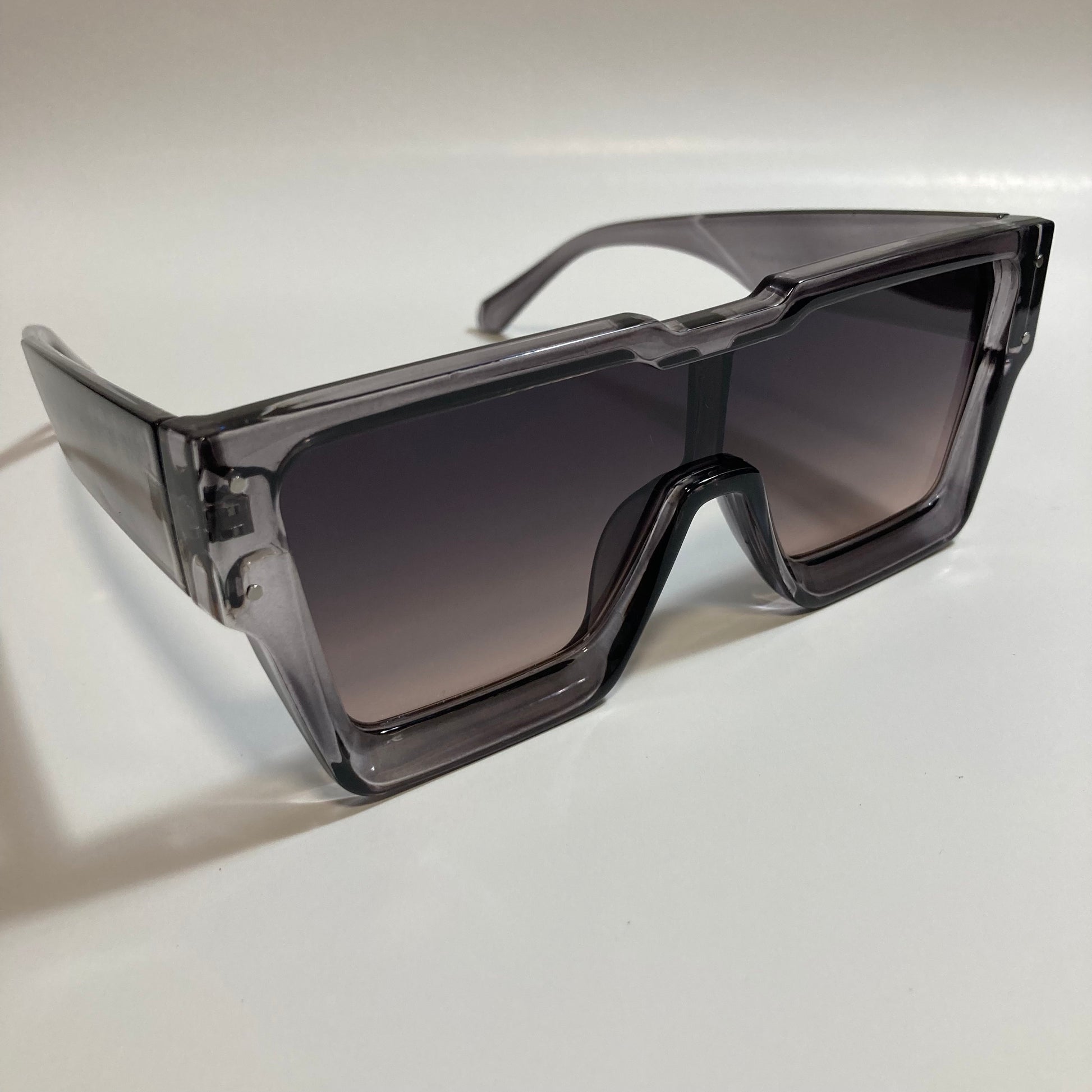 mens and womens gray oversize square sunglasses