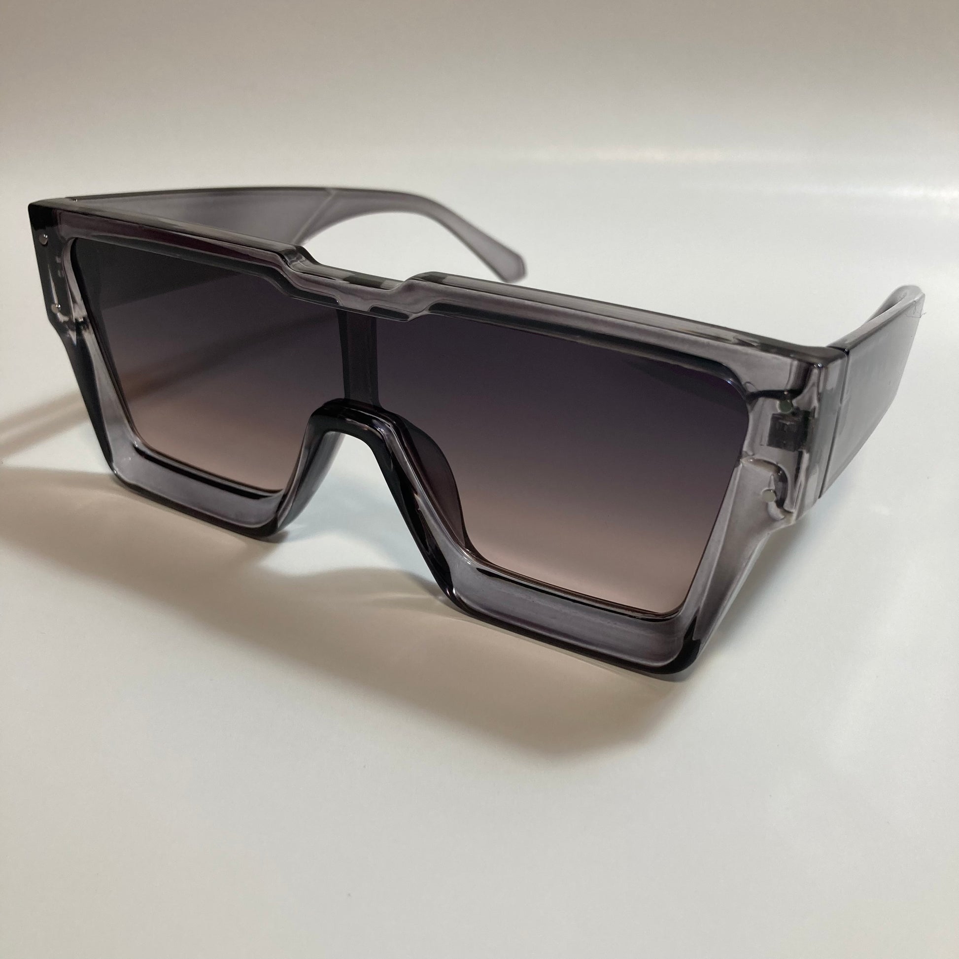 mens and womens gray oversize square sunglasses