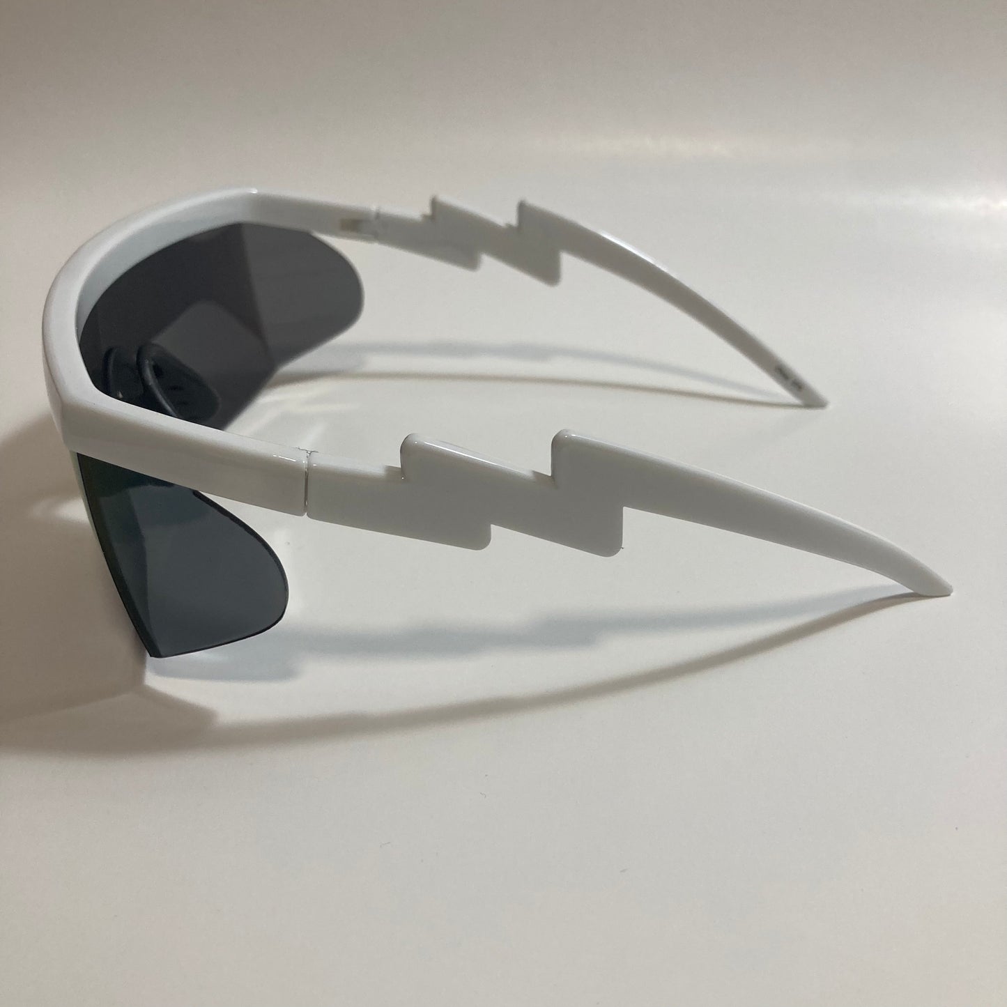 mens white and green mirrored sport sunglasses
