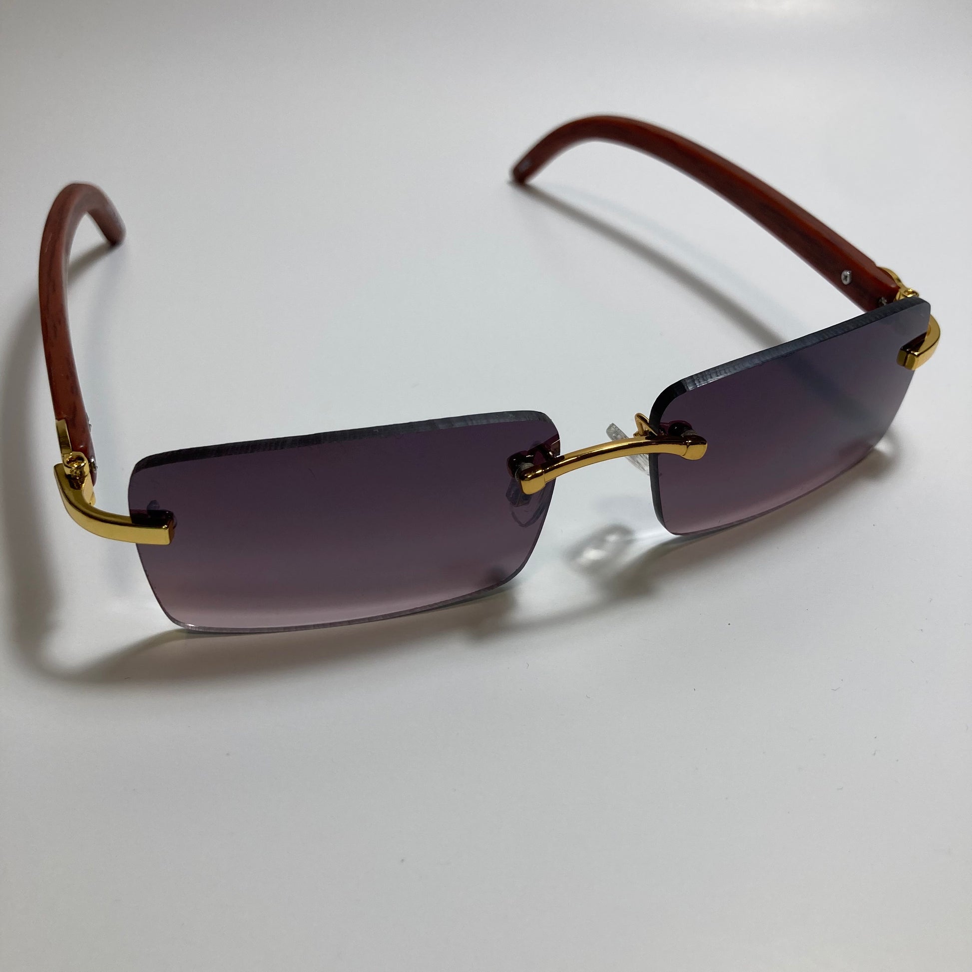 mens and womens black rimless square sunglasses