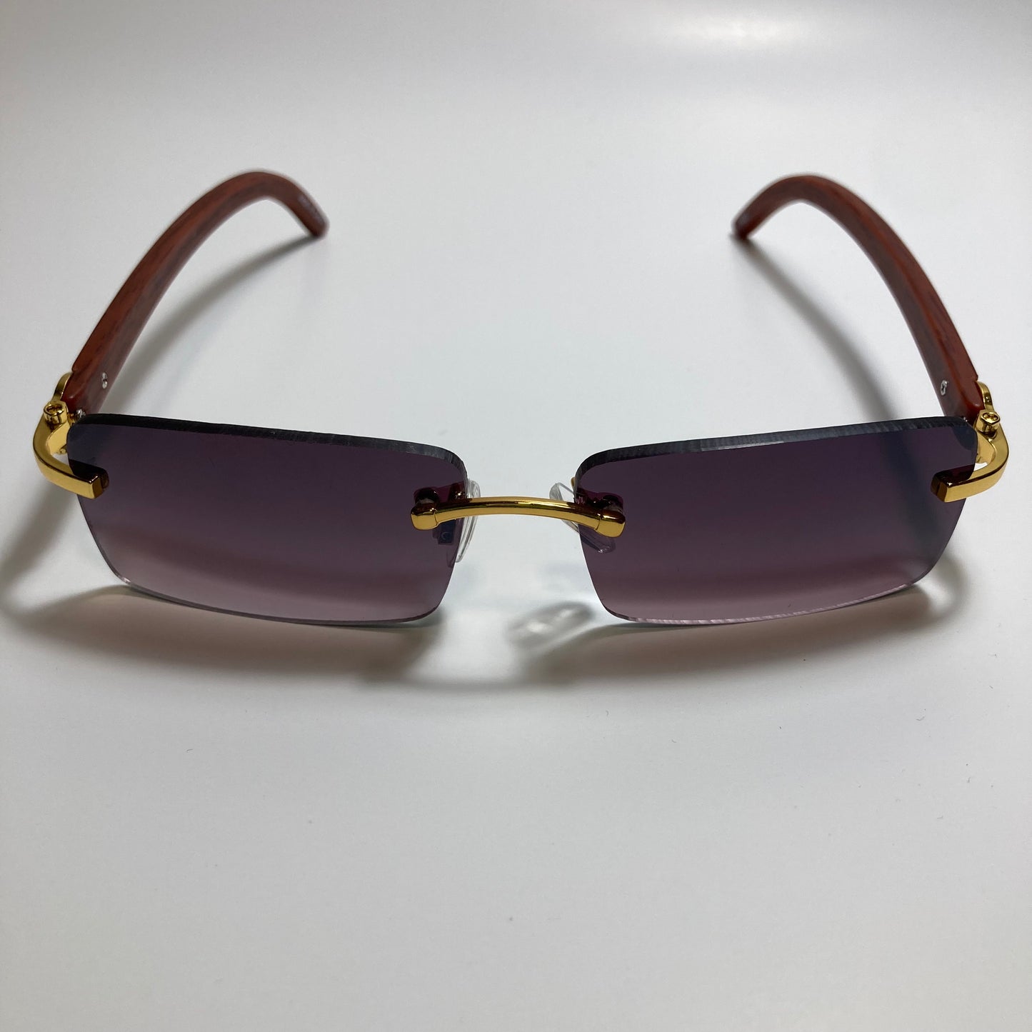 mens and womens black rimless square sunglasses