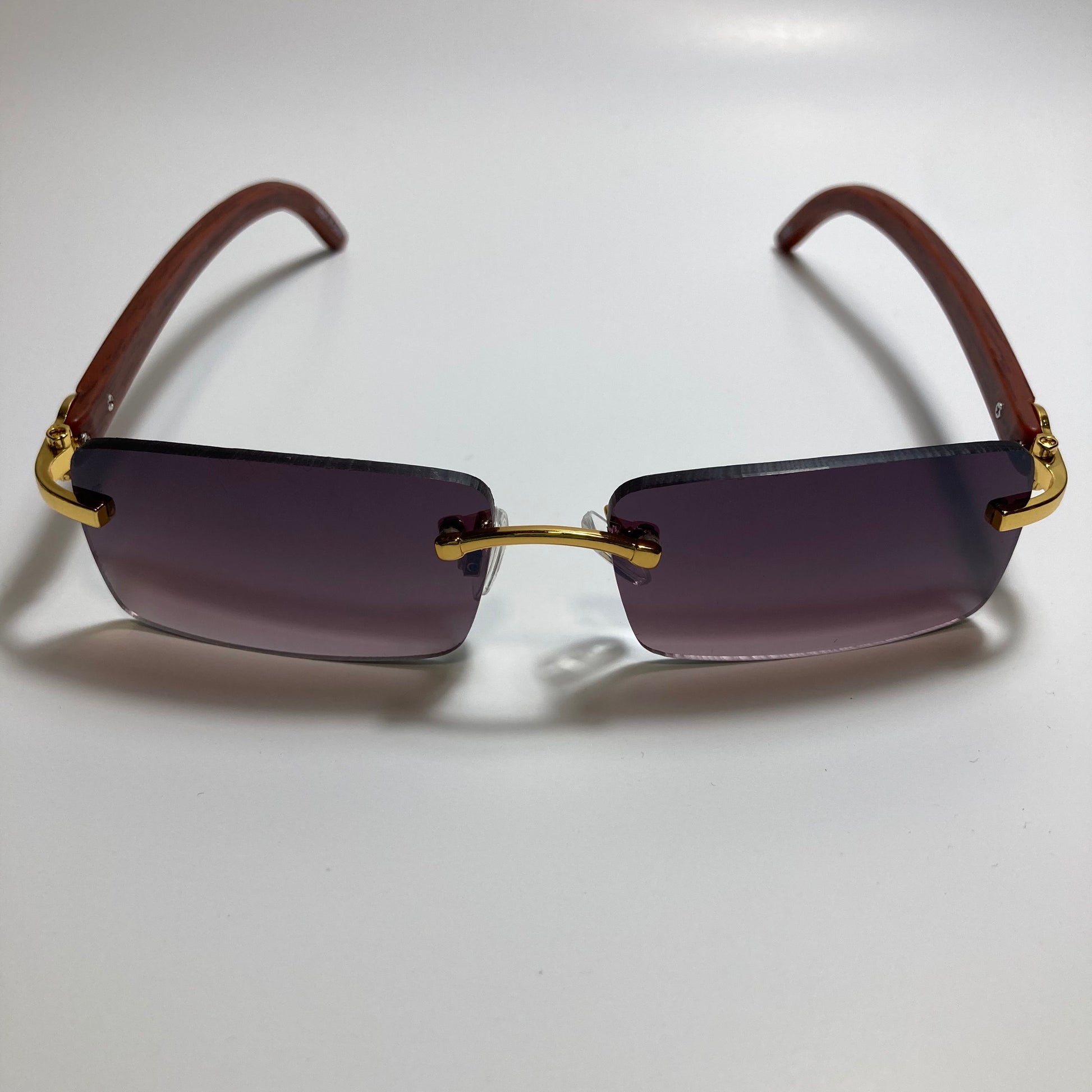 mens and womens black rimless square sunglasses