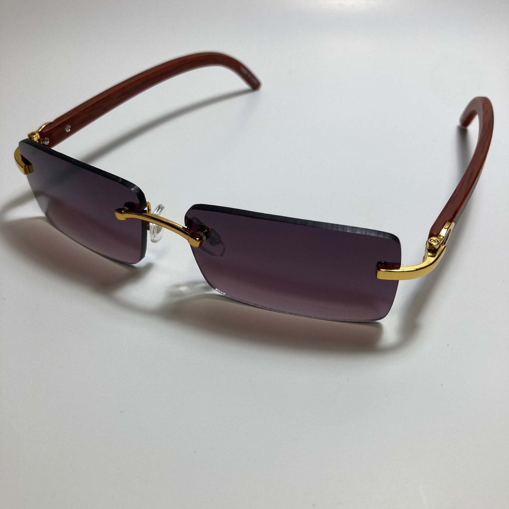 mens and womens black rimless square sunglasses