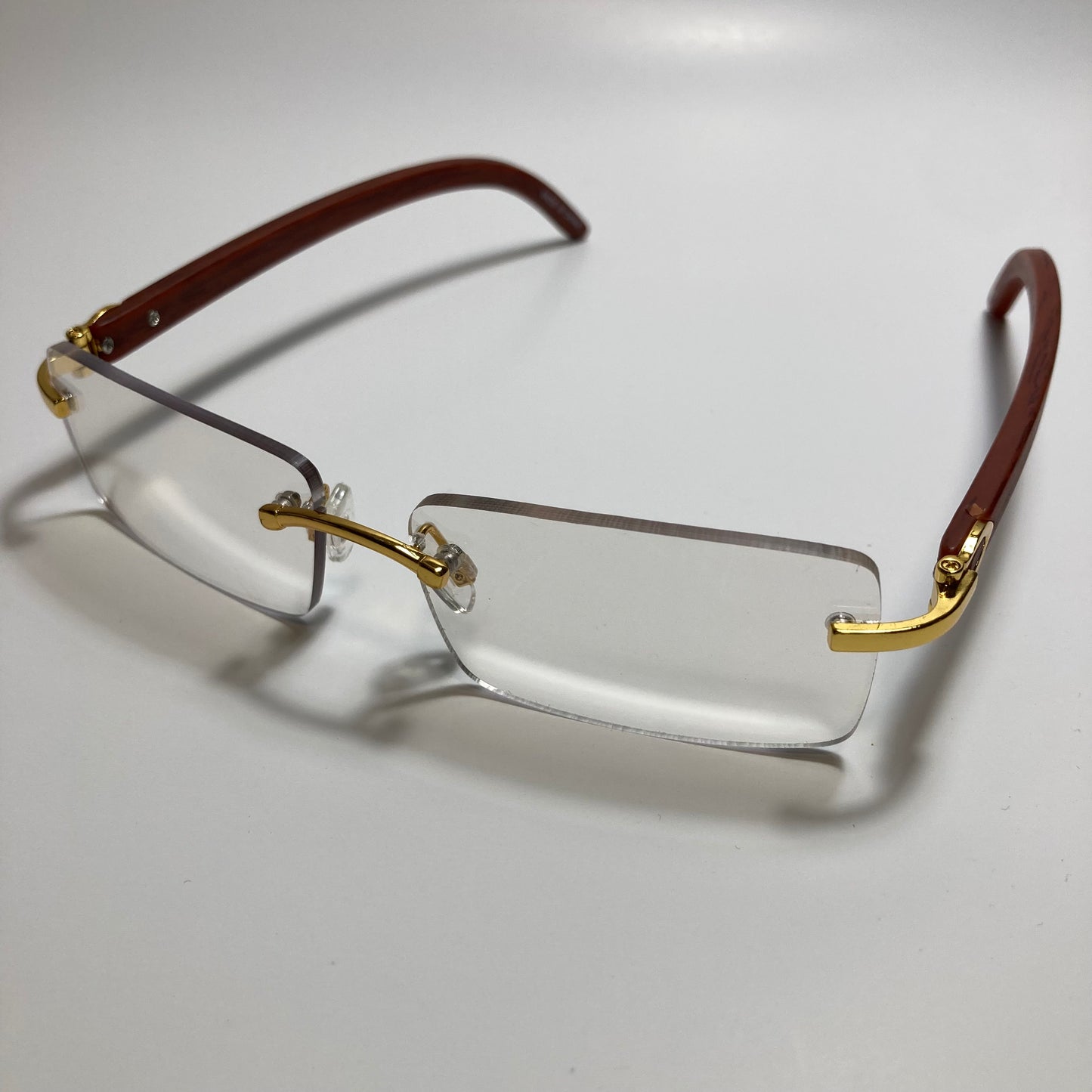 mens and womens clear rimless square sunglasses