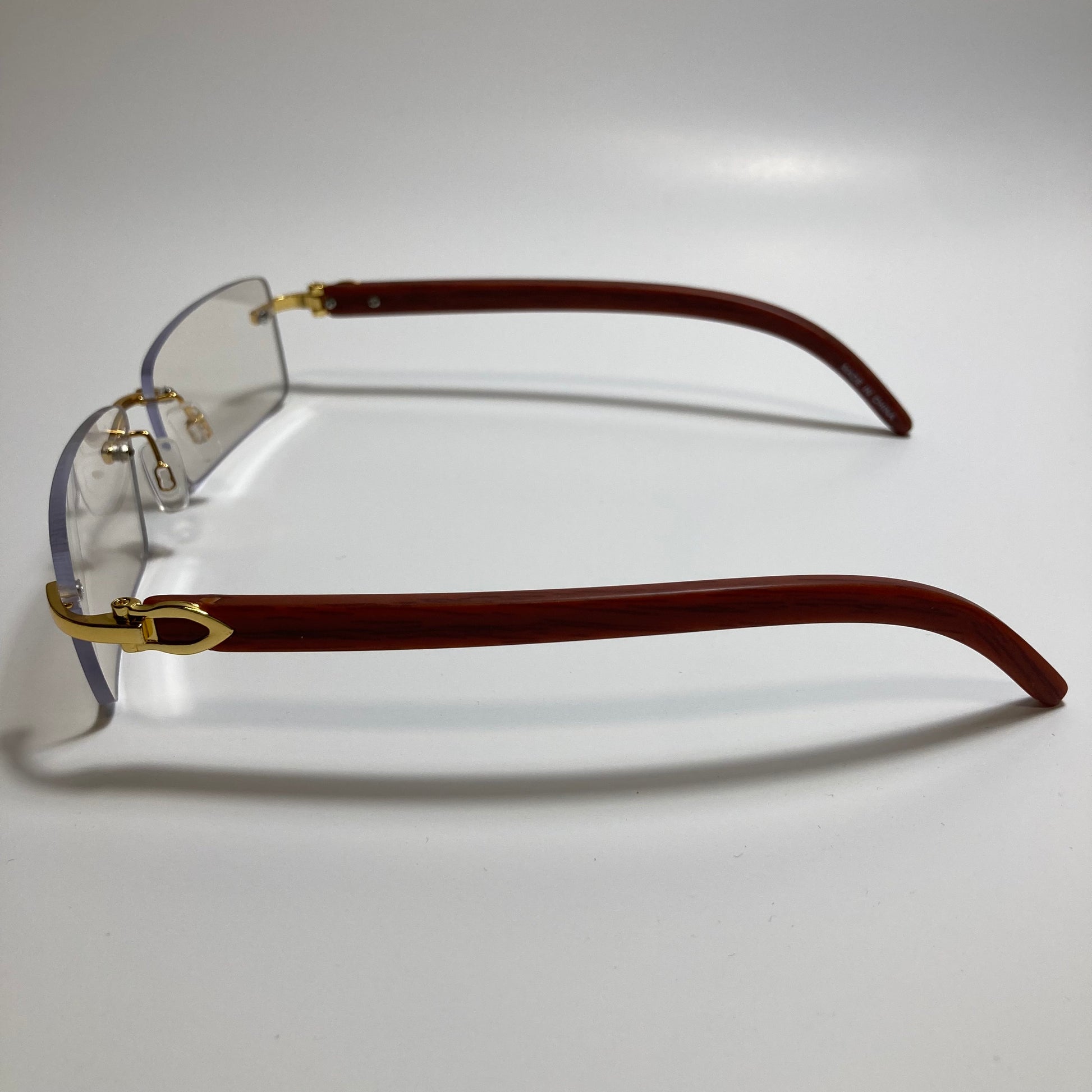 mens and womens clear rimless square sunglasses