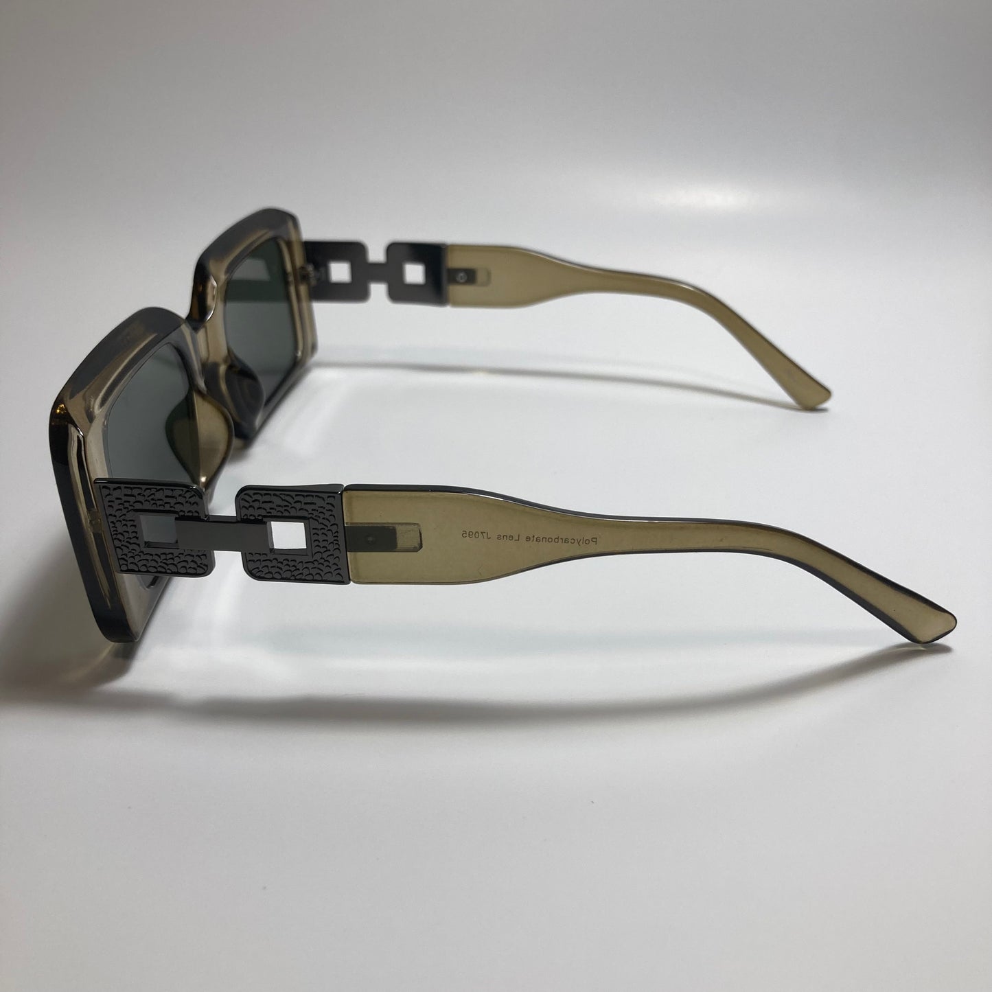 womens gray green and silver square sunglasses