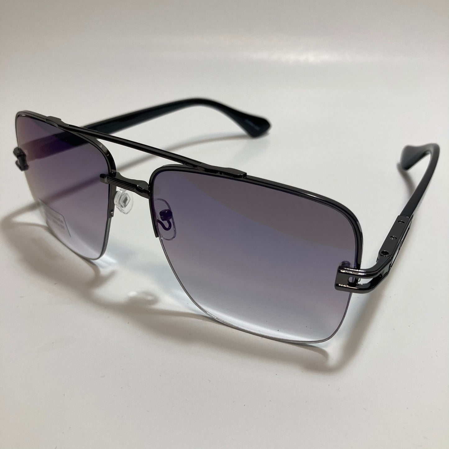mens blue and black mirrored square aviator sunglasses