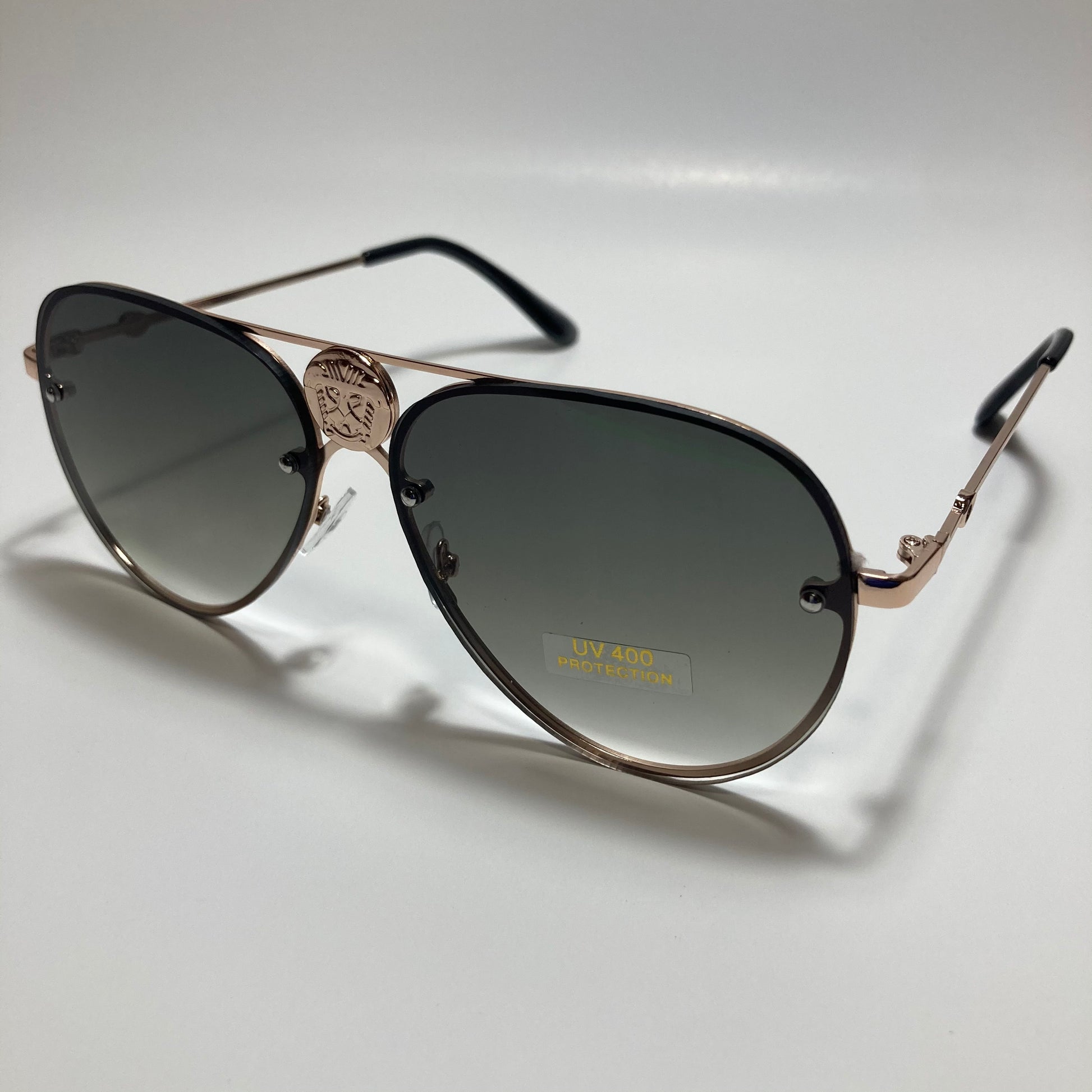 mens and womens gold and green aviator sunglasses