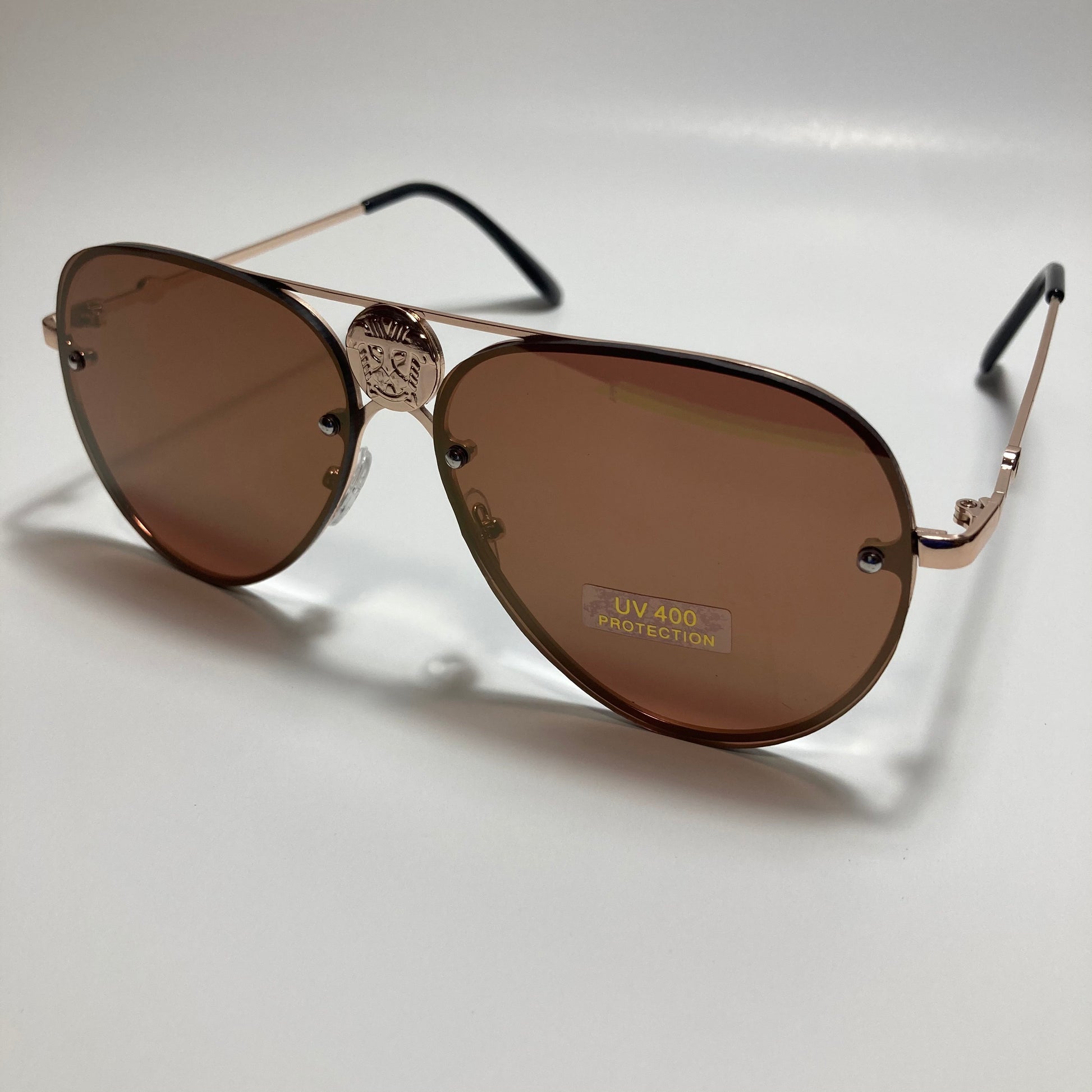 mens and womens gold and brown aviator sunglasses