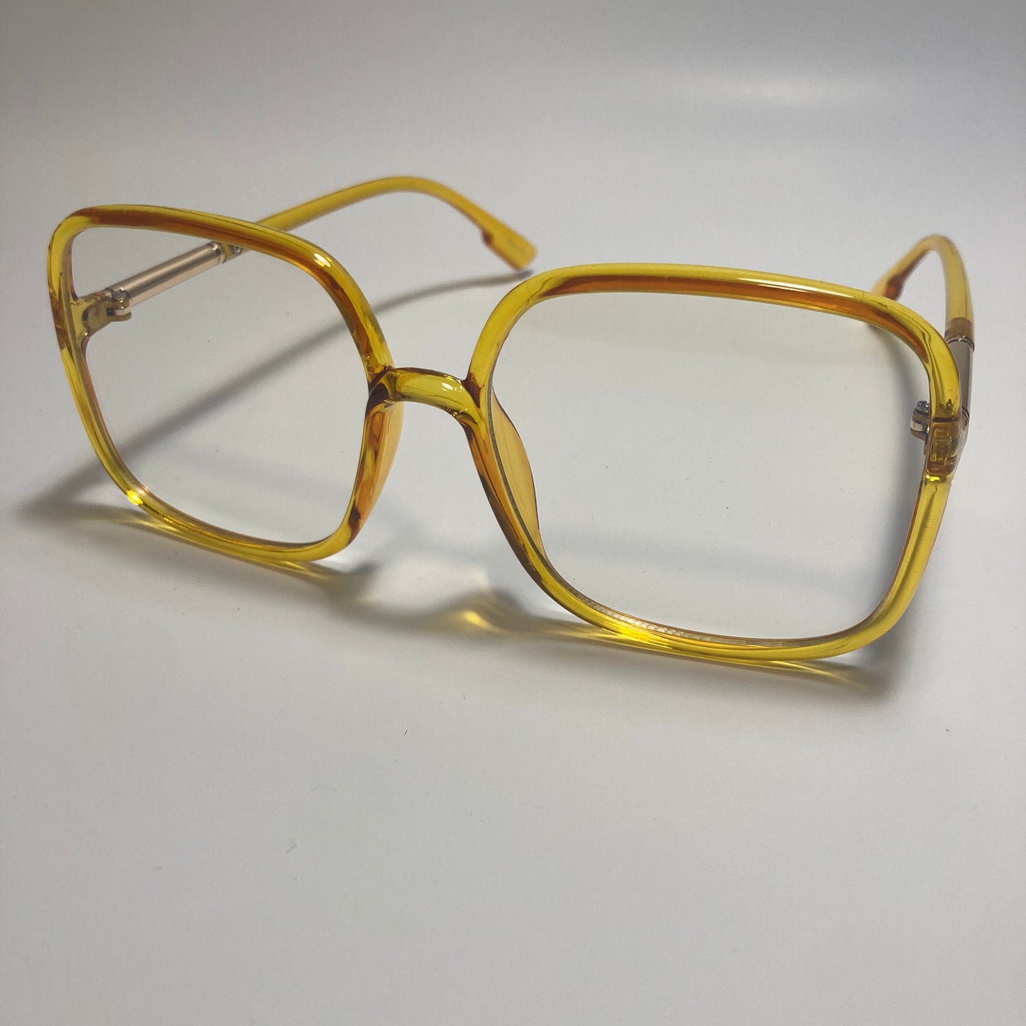 womens yellow and clear square oversize sunglasses