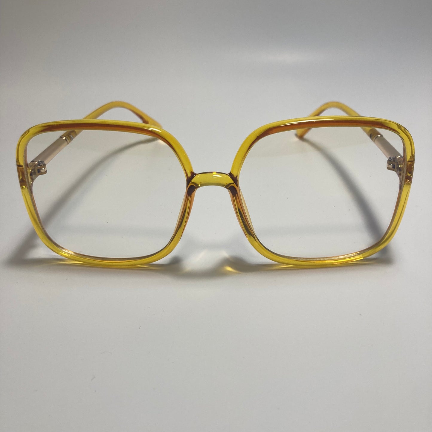 womens yellow and clear square oversize sunglasses