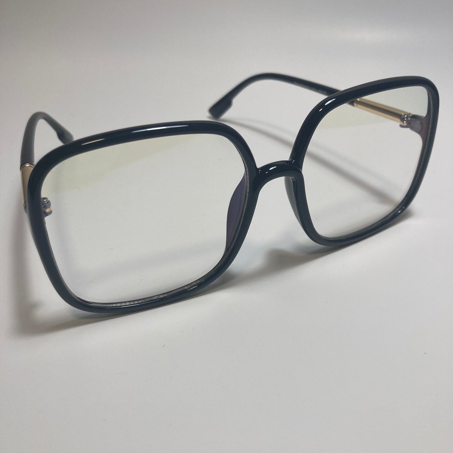 womens black and clear square oversize sunglasses