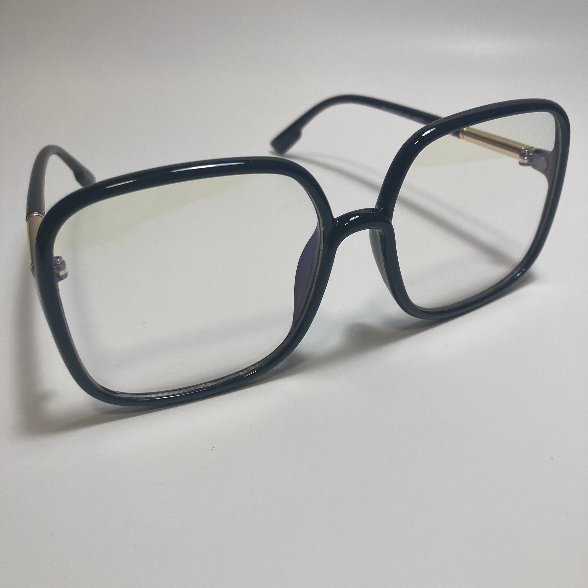 womens black and clear square oversize sunglasses