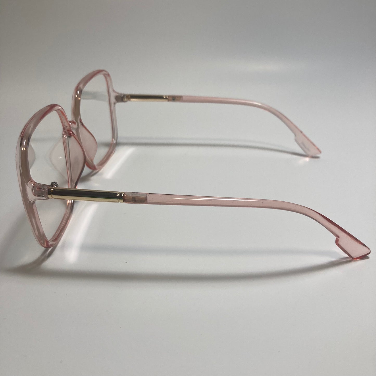 womens pink and clear square oversize sunglasses
