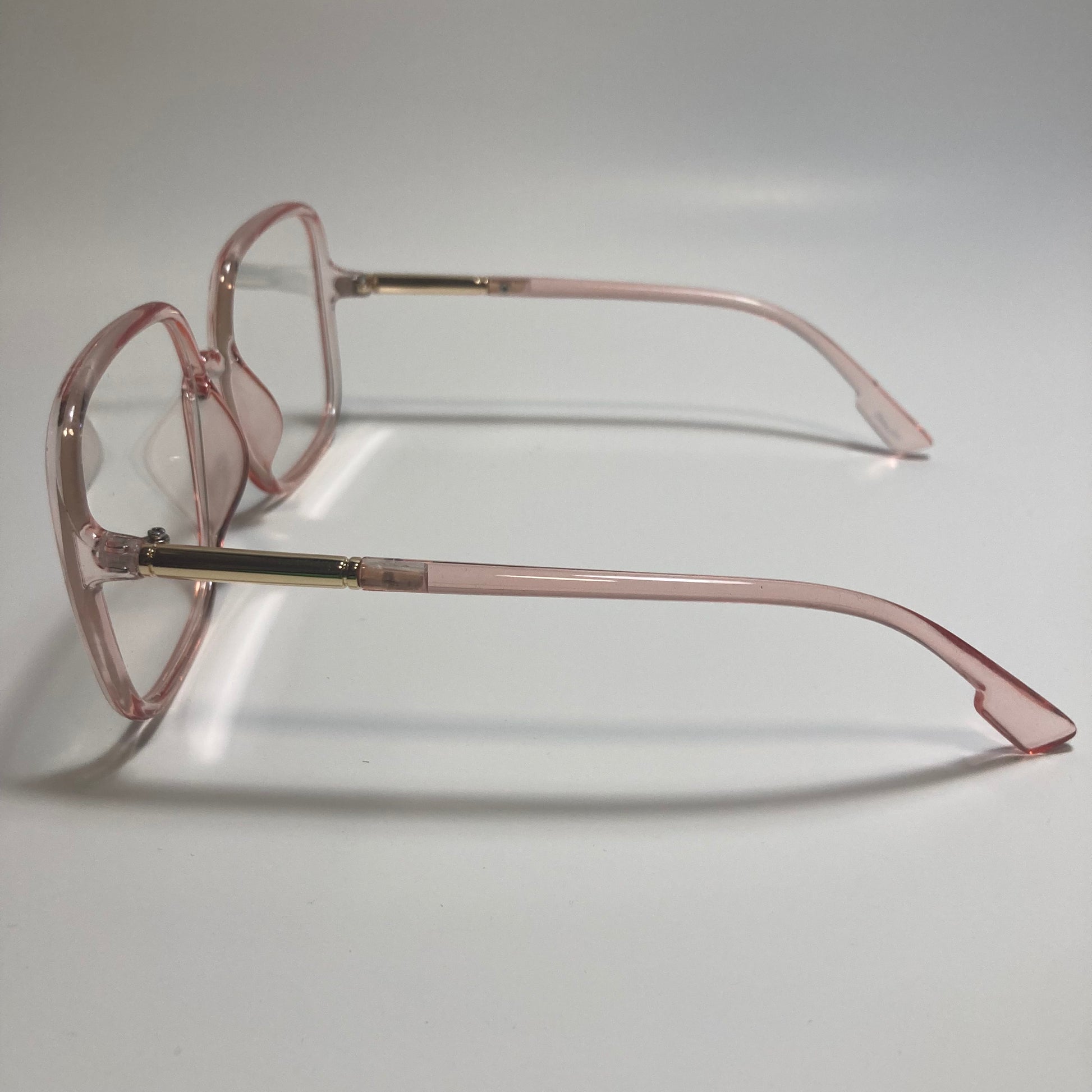 womens pink and clear square oversize sunglasses
