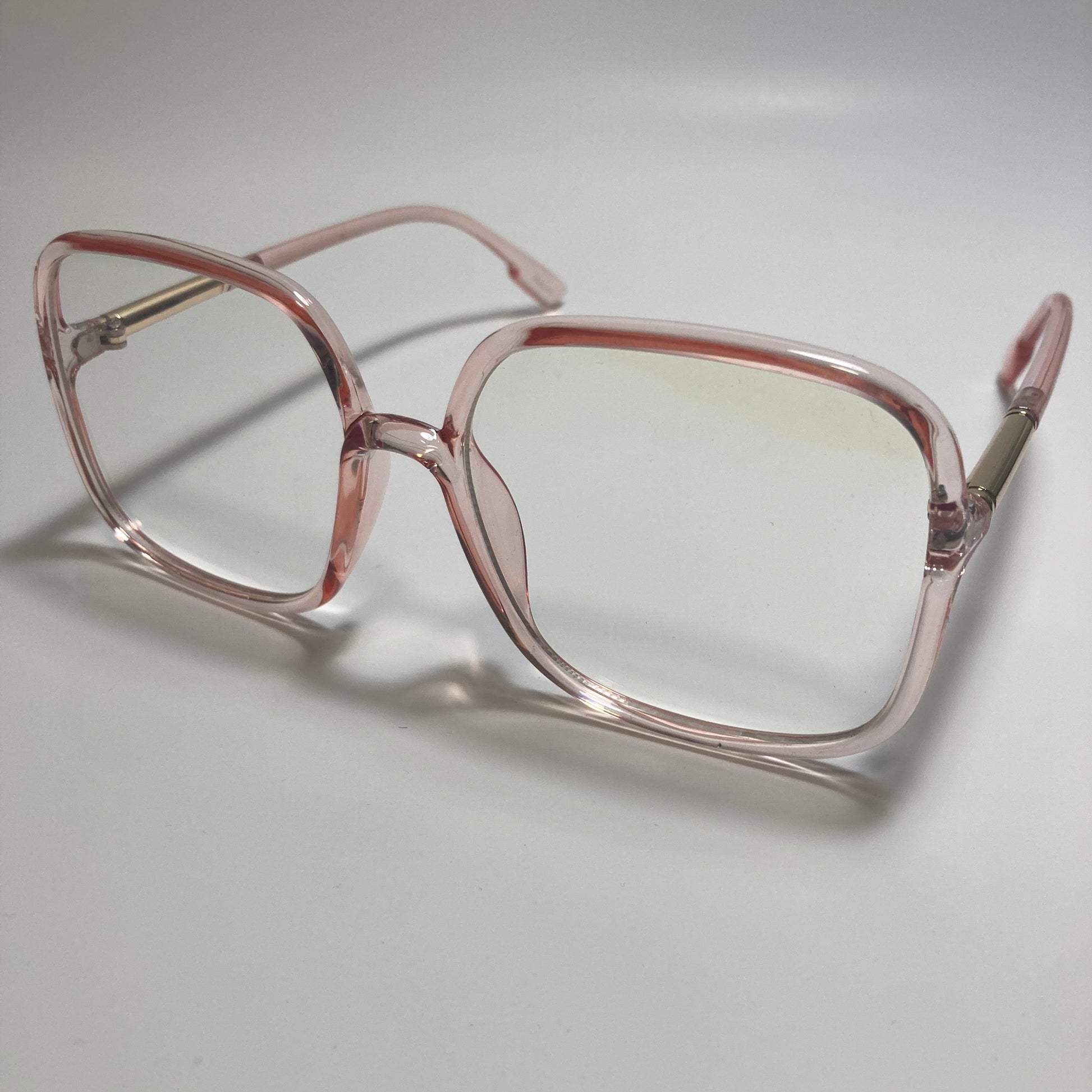 womens pink and clear square oversize sunglasses