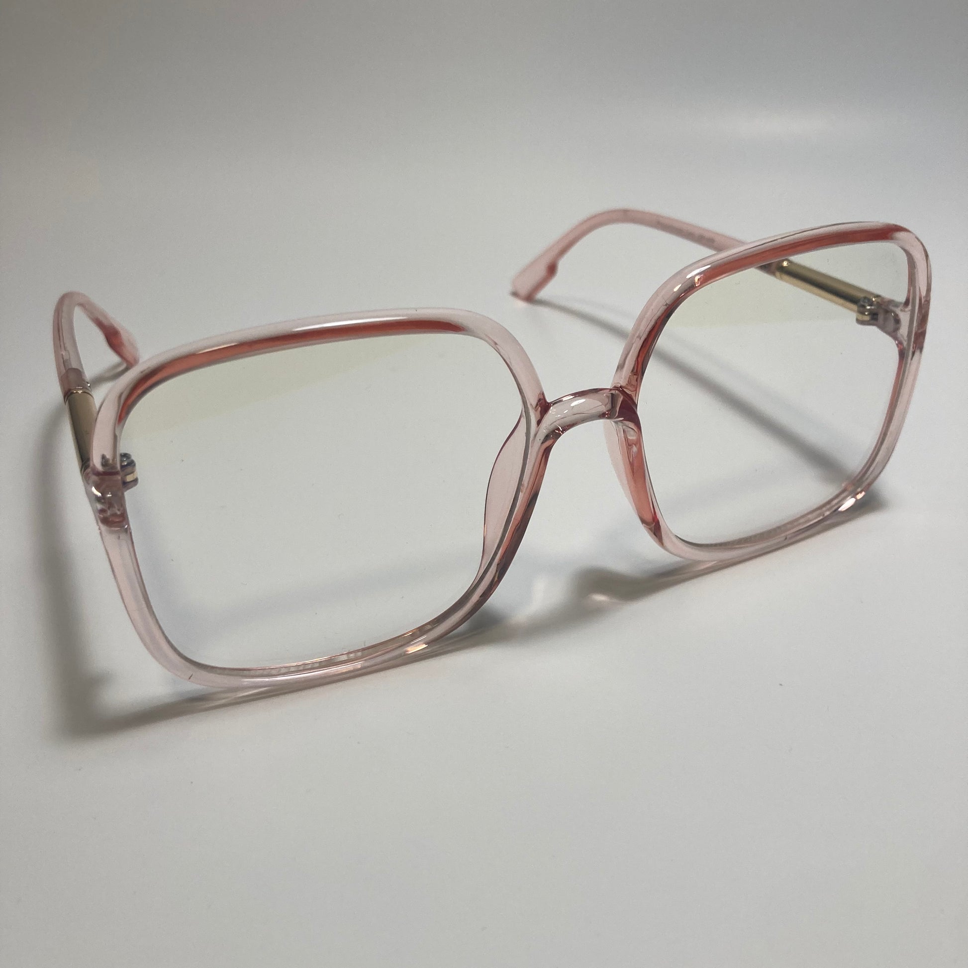 womens pink and clear square oversize sunglasses