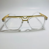 mens and womens clear and gold gazelle glasses