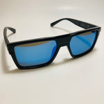 mens black and mirrored blue square polarized sunglasses