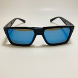 mens black and mirrored blue square polarized sunglasses