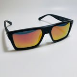 mens black and mirrored orange square polarized sunglasses
