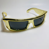 mens and womens futuristic sunglasses gold and black