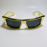 mens and womens futuristic sunglasses gold and black