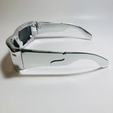 mens and womens futuristic sunglasses silver and mirrored silver