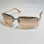 mens and womens gold and brown half rim wrap 2000s sunglasses 