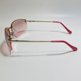 mens and womens gold and pink half rim wrap 2000s sunglasses 