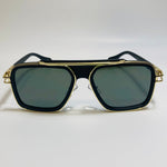 mens black green and gold aviator sunglasses 