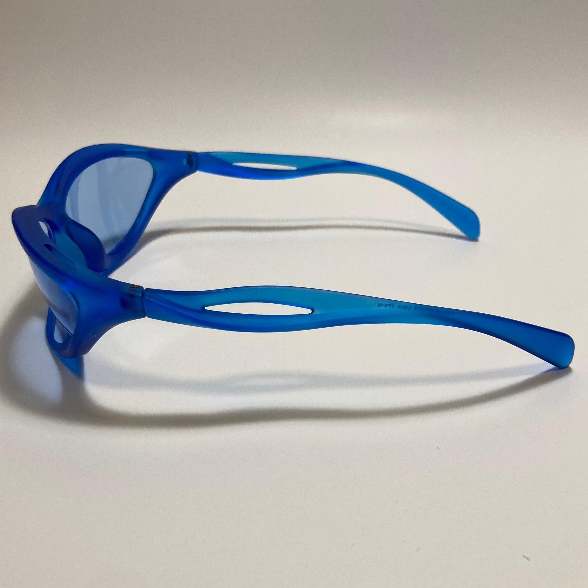 mens and womens clear blue and blue lens futuristic sunglasses