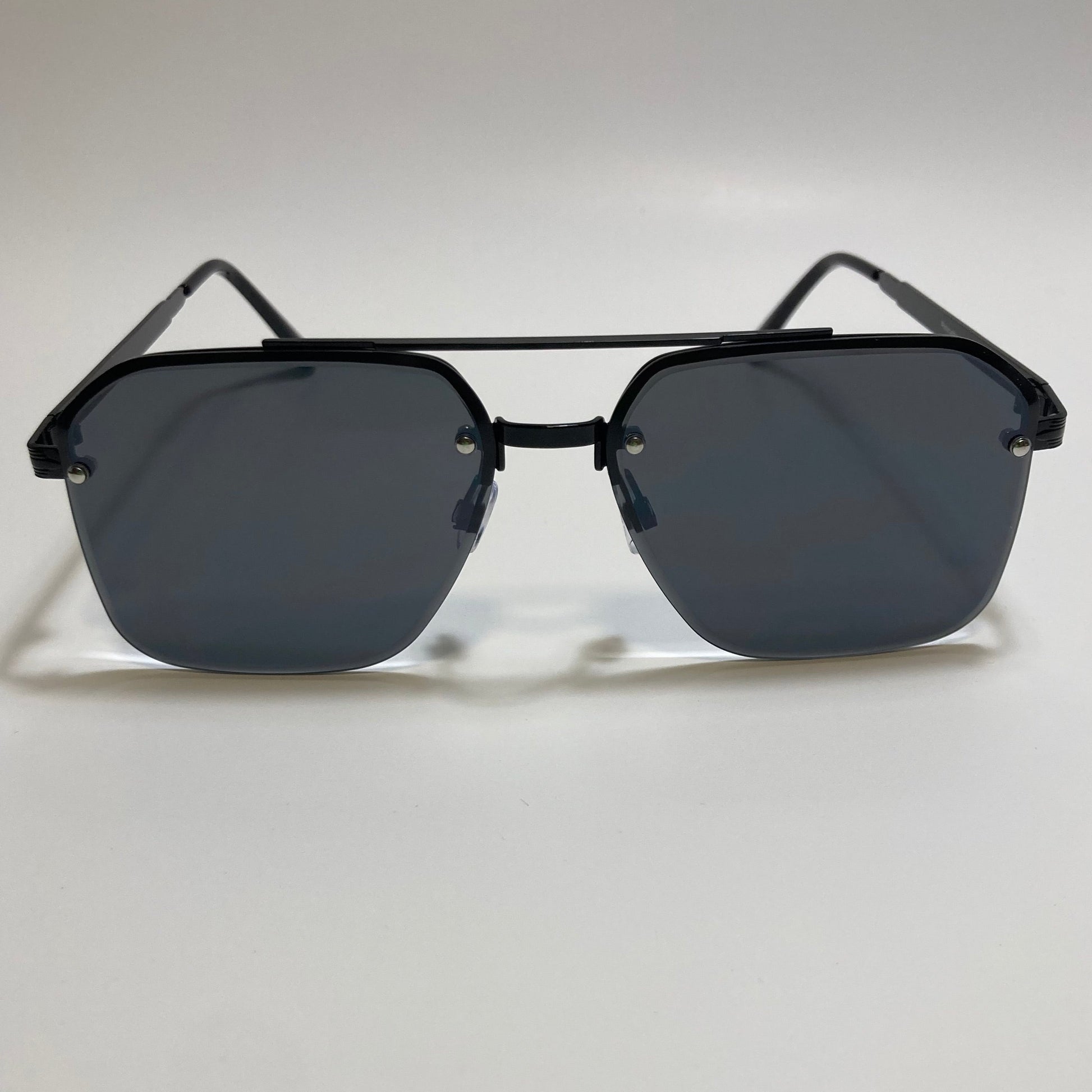 unisex black half rim aviator sunglasses
