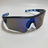 mens and womens mirrored black and blue running sunglasses