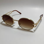 gold and brown mens and womens round sunglasses