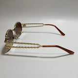 gold and brown mens and womens round sunglasses